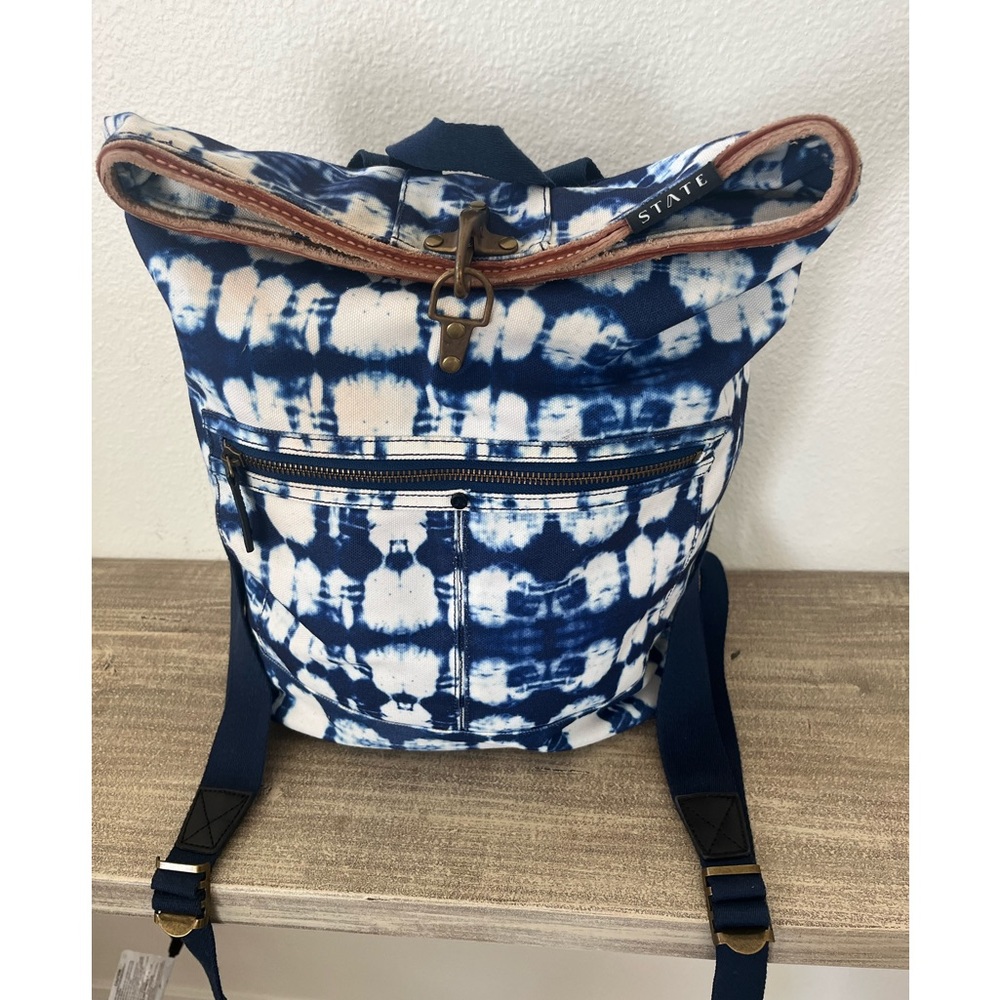 STATE canvas leather tie dye backpack